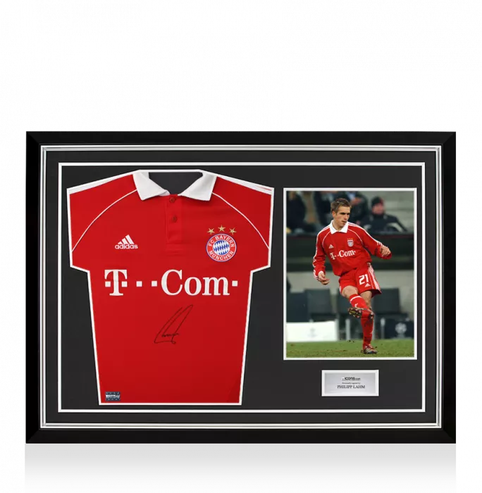 Philipp Lahm Front Signed FC Bayern Munich 2006-07 Home Shirt In Hero Frame: Option 1