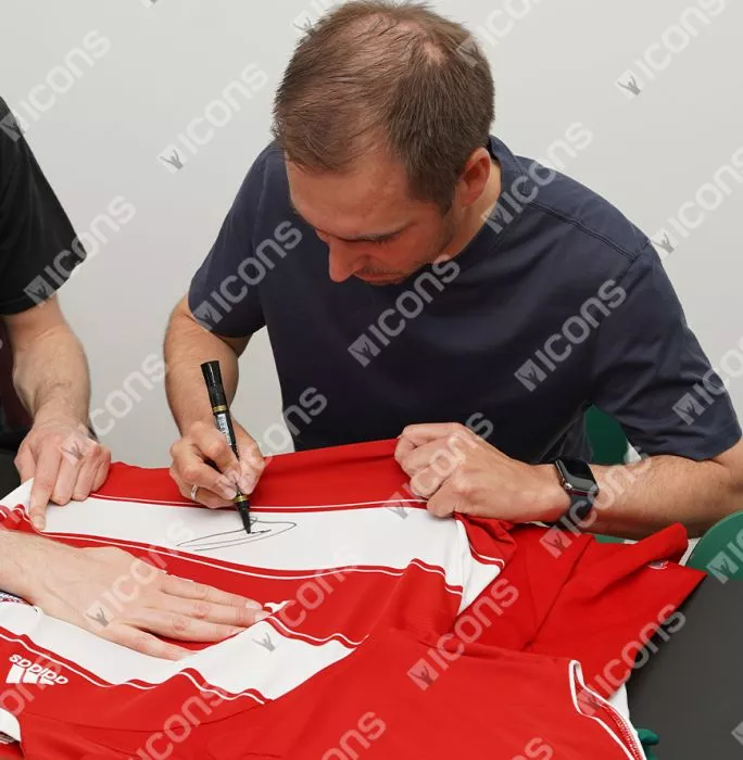 Philipp Lahm Front Signed FC Bayern Munich 2007-08 Home Shirt In Hero Frame: Option 1