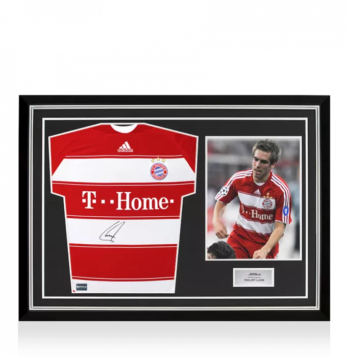 Philipp Lahm Front Signed FC Bayern Munich 2007-08 Home Shirt In Hero Frame: Option 1