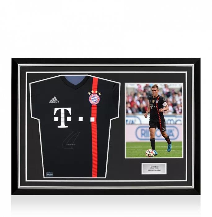 Philipp Lahm Front Signed FC Bayern Munich 2014-15 Third Shirt In Hero Frame: Option 1