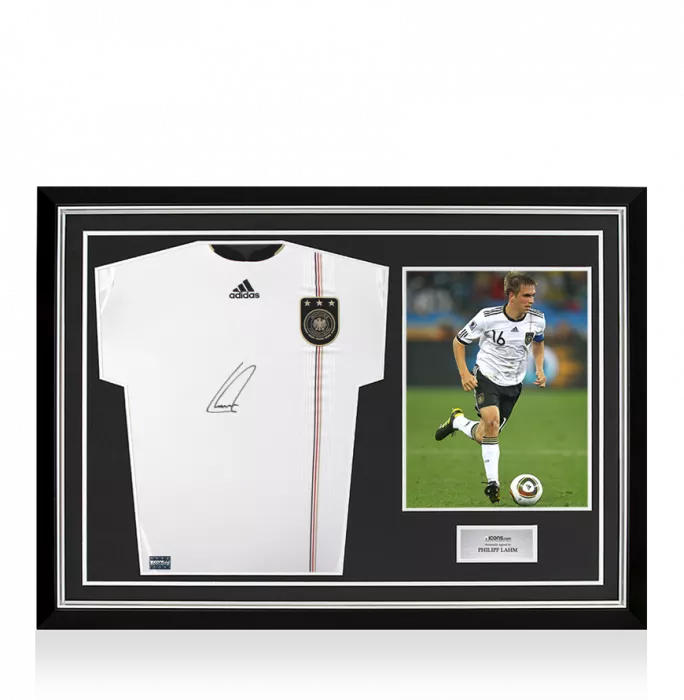 Philipp Lahm Front Signed Germany 2010-11 Home Shirt In Hero Frame: Option 1