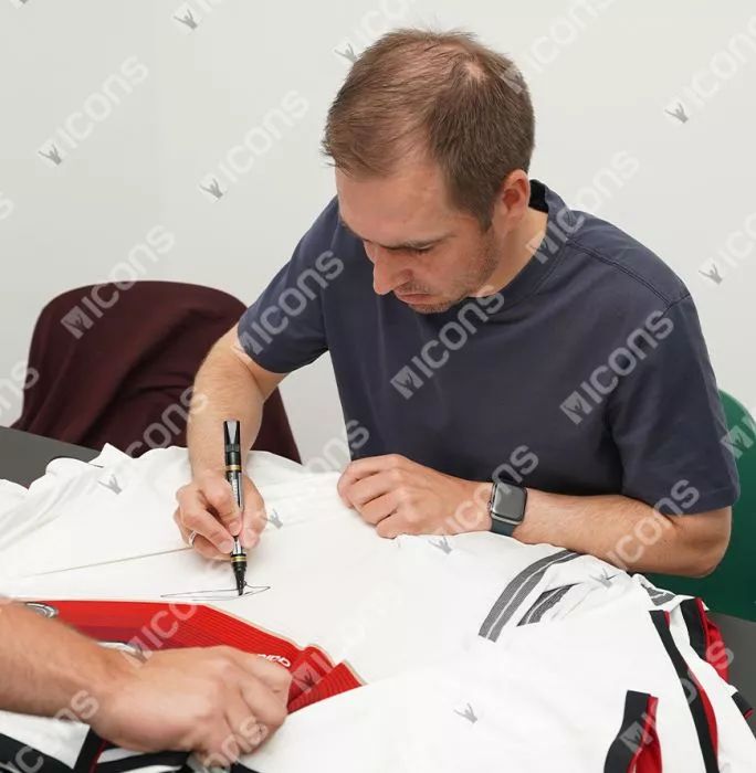 Philipp Lahm Front Signed Germany 2014 Home Shirt In Hero Frame: Option 1