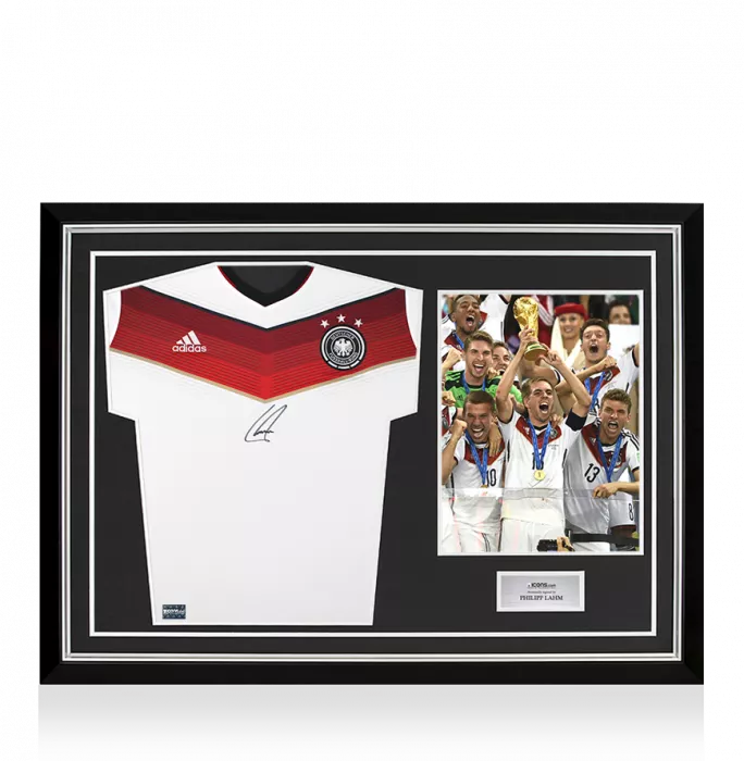 Philipp Lahm Front Signed Germany 2014 Home Shirt In Hero Frame: Option 1
