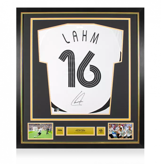 Philipp Lahm Official 2006 FIFA World Cup™ Back Signed and Framed Germany 2005-07 Home Shirt