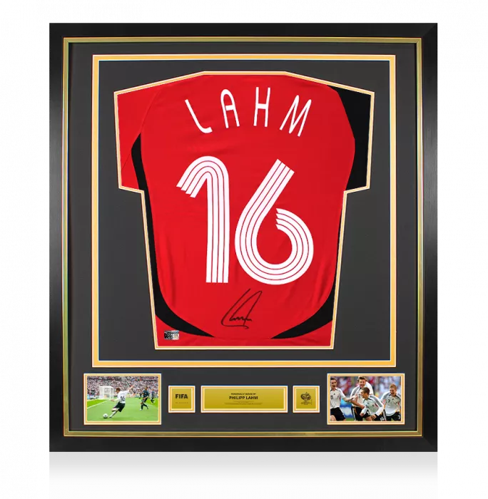 Philipp Lahm Official 2006 FIFA World Cup™ Back Signed and Framed Germany 2005-07 Away Shirt