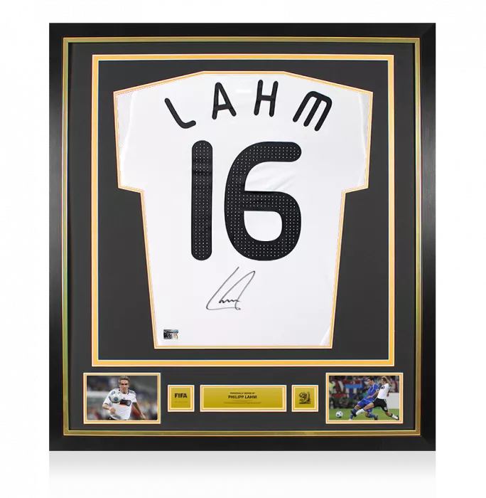 Philipp Lahm Official 2010 FIFA World Cup™ Back Signed And Framed Germany 2008-09 Home Shirt