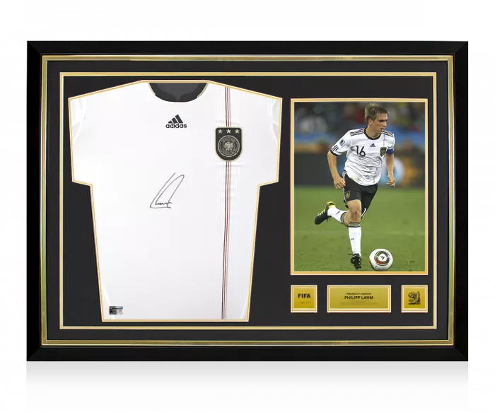 Philipp Lahm Official 2010 FIFA World Cup™ Front Signed and Hero Framed Germany 2010-11 Home Shirt
