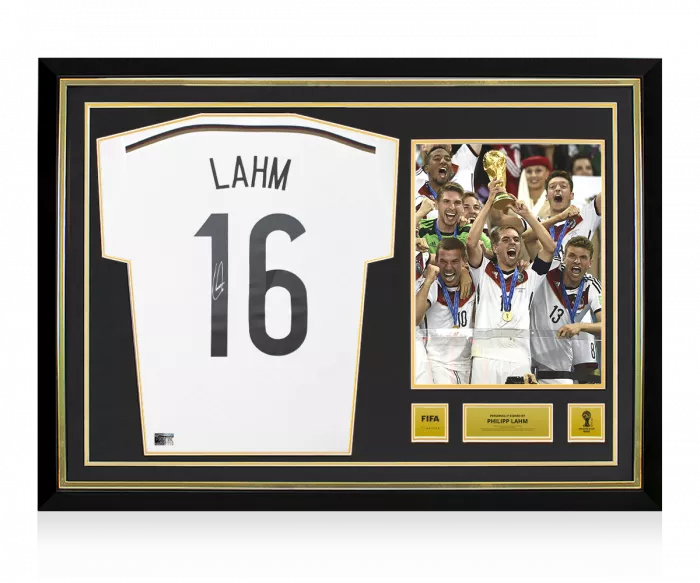 Philipp Lahm Official 2014 FIFA World Cup™ Back Signed And Hero Framed Germany 2014 Home Shirt