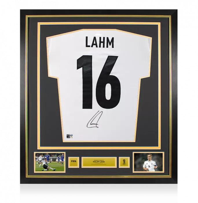Philipp Lahm Official 2014 FIFA World Cup™ Back Signed and Framed Germany 2012-13 Home Shirt