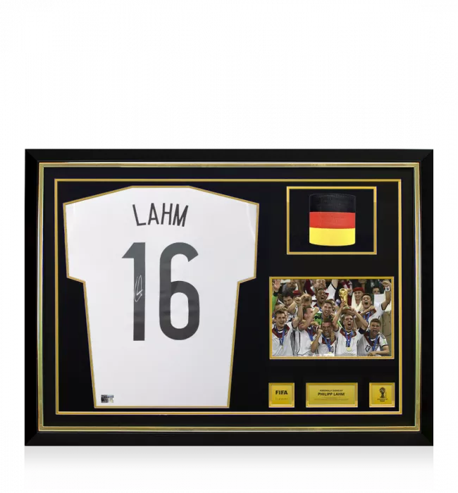 Philipp Lahm Official 2014 FIFA World Cup™ Back Signed and Hero Framed Germany 2014 Home Shirt: 2014 FIFA World Cup Winning Captain Edition