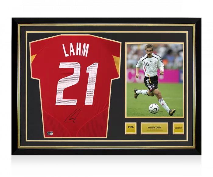 Philipp Lahm Official FIFA World Cup™ Back Signed and Hero Framed Germany 2004-06 Third Shirt