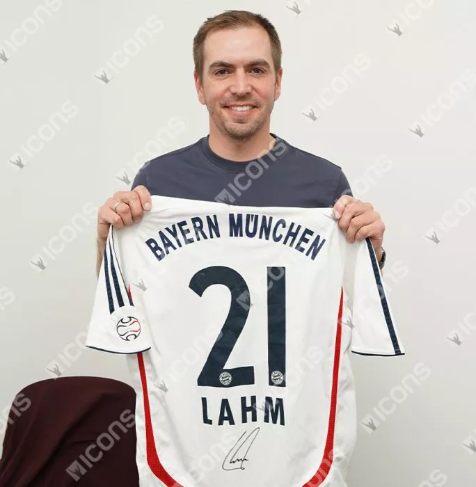 Philipp Lahm Official UEFA Champions League Back Signed And Hero Framed FC Bayern Munich 2006-07 Away Shirt