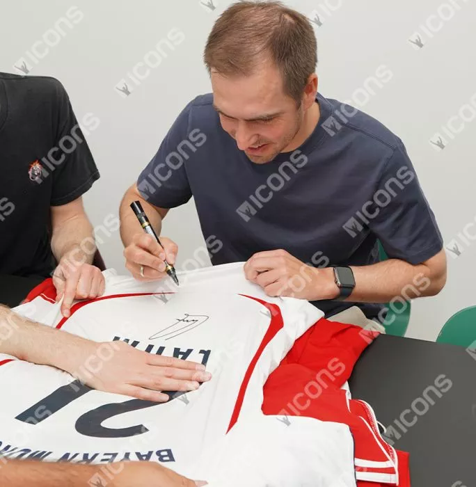 Philipp Lahm Official UEFA Champions League Back Signed And Framed FC Bayern Munich 2006-07 Away Shirt