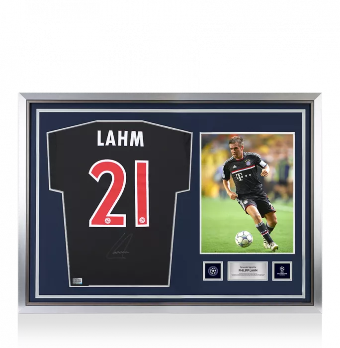 Philipp Lahm Official UEFA Champions League Back Signed and Hero Framed FC Bayern Munich 2011-12 Third Shirt