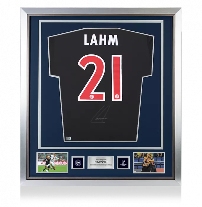 Philipp Lahm Official UEFA Champions League Back Signed and Framed FC Bayern Munich 2011-12 Third Shirt