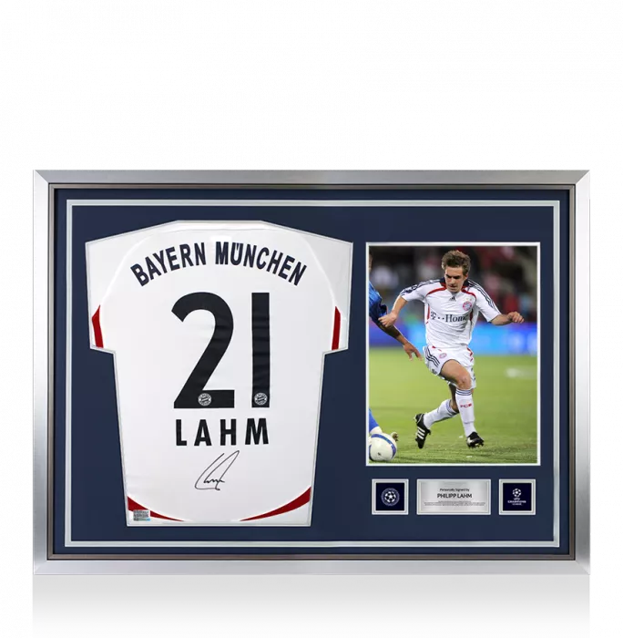 Philipp Lahm Official UEFA Champions League Back Signed and Hero Framed FC Bayern Munich 2006-07 Away Shirt
