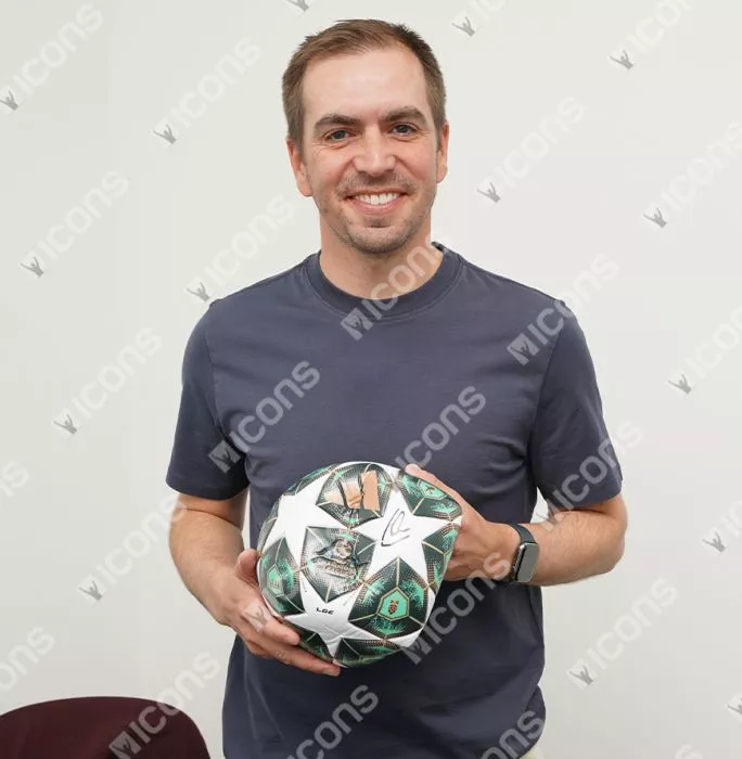 Philipp Lahm Official UEFA Champions League Signed Football In Acrylic Case