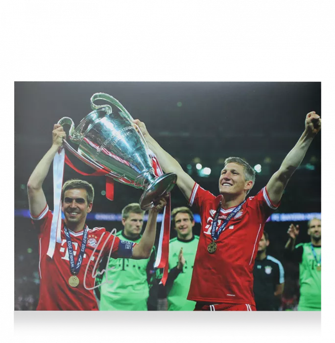 Philipp Lahm Signed FC Bayern Munich Photo In Black Wooden Frame: UEFA Champions League Winner