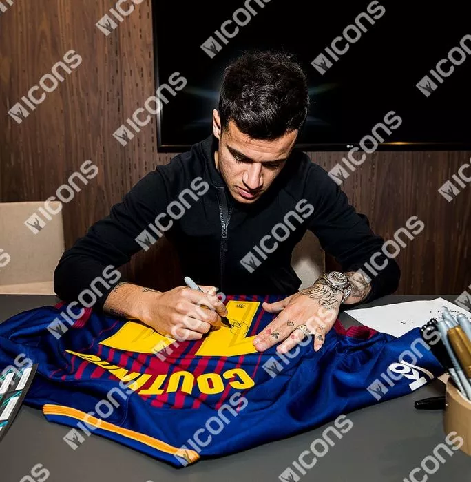 Philippe Coutinho Back Signed FC Barcelona 2017-18 Home Shirt In Classic Frame