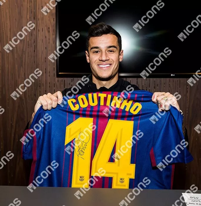 Philippe Coutinho Back Signed FC Barcelona 2017-18 Home Shirt In Classic Frame