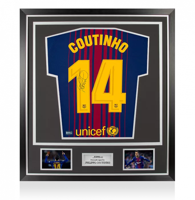 Philippe Coutinho Back Signed FC Barcelona 2017-18 Home Shirt In Classic Frame