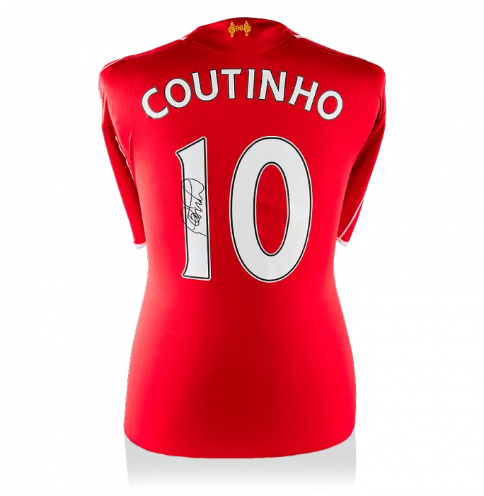 Philippe Coutinho Back Signed Liverpool 2014-15 Home Shirt