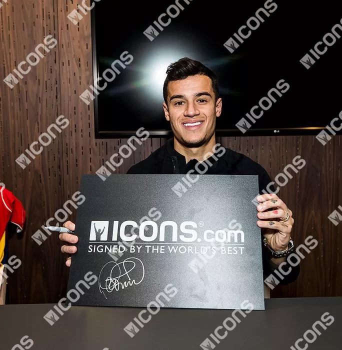 Philippe Coutinho Signed FC Barcelona 2017-18 Home Shirt With Fan Style Numbers In Hero Frame: Option 1