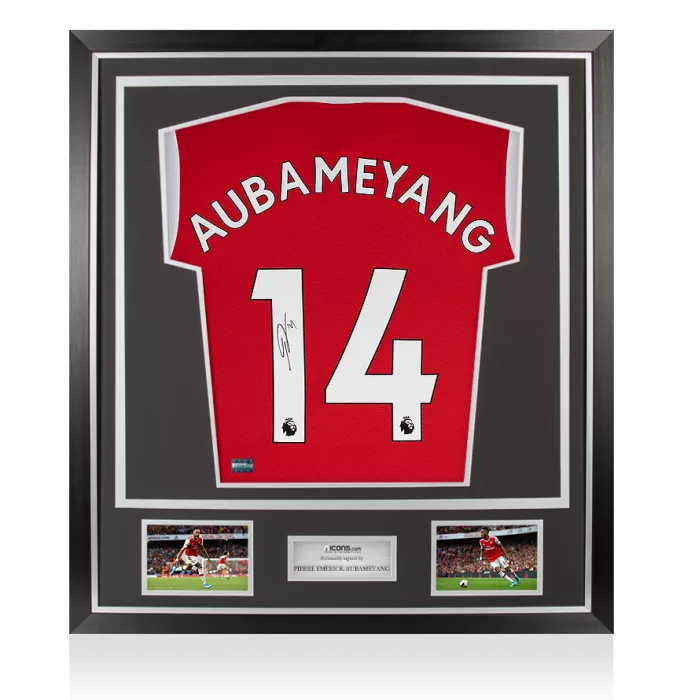 Pierre-Emerick Aubameyang Back Signed Arsenal 2019-20 Home Shirt In Classic Frame