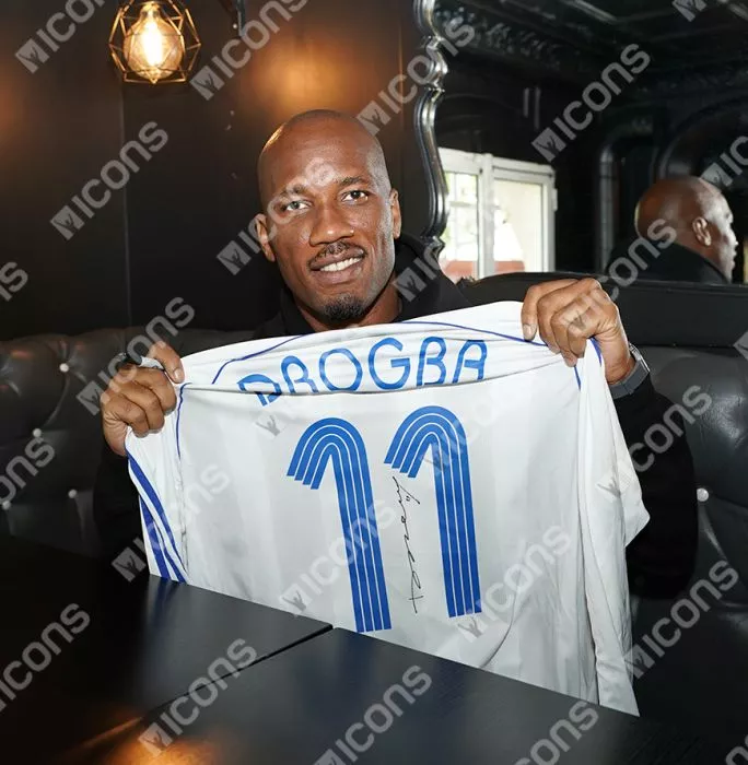 PLAYER ISSUE Didier Drogba Back Signed Chelsea 2006-07 Away Shirt In Classic Frame