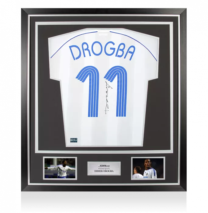 PLAYER ISSUE Didier Drogba Back Signed Chelsea 2006-07 Away Shirt In Classic Frame