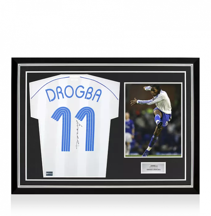 PLAYER ISSUE Didier Drogba Back Signed Chelsea 2006-07 Away Shirt In Hero Frame: Option 1