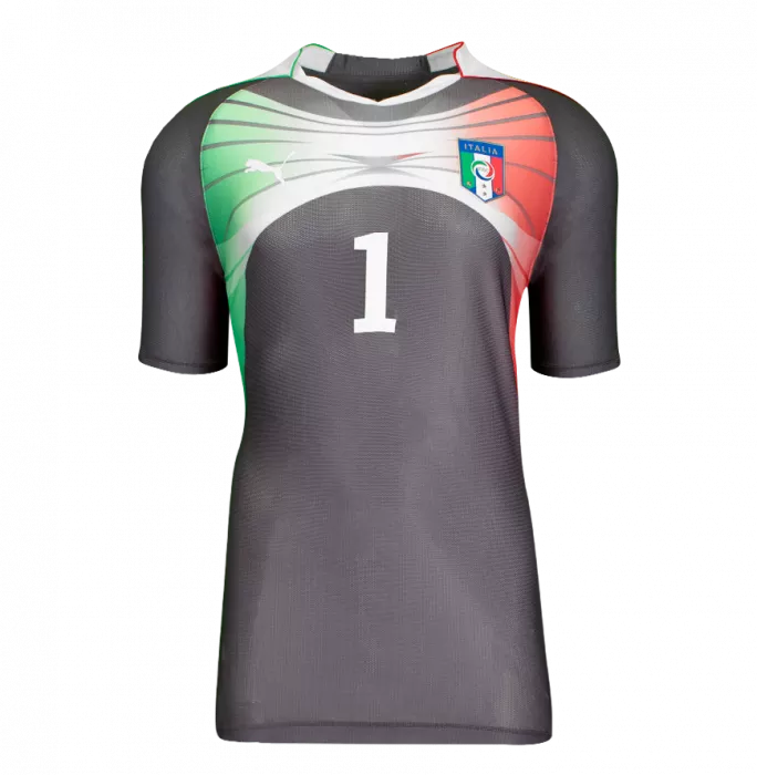PLAYER ISSUE Gianluigi Buffon Official 2010 FIFA World Cup™ Back Signed And Framed Italy 2010-12 Goalkeeper Shirt