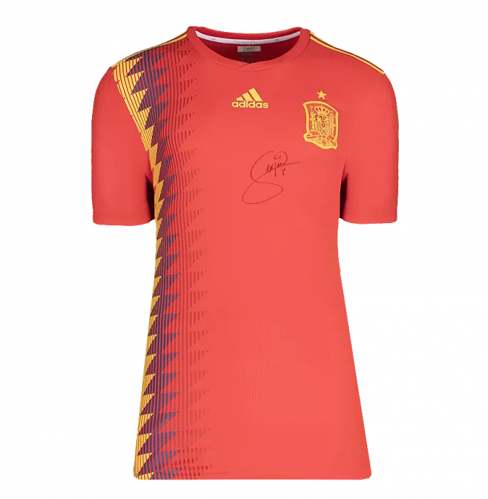 PLAYER ISSUE Sergio Busquets Front Signed Spain 2018 Home Shirt In Hero Frame: Option 1