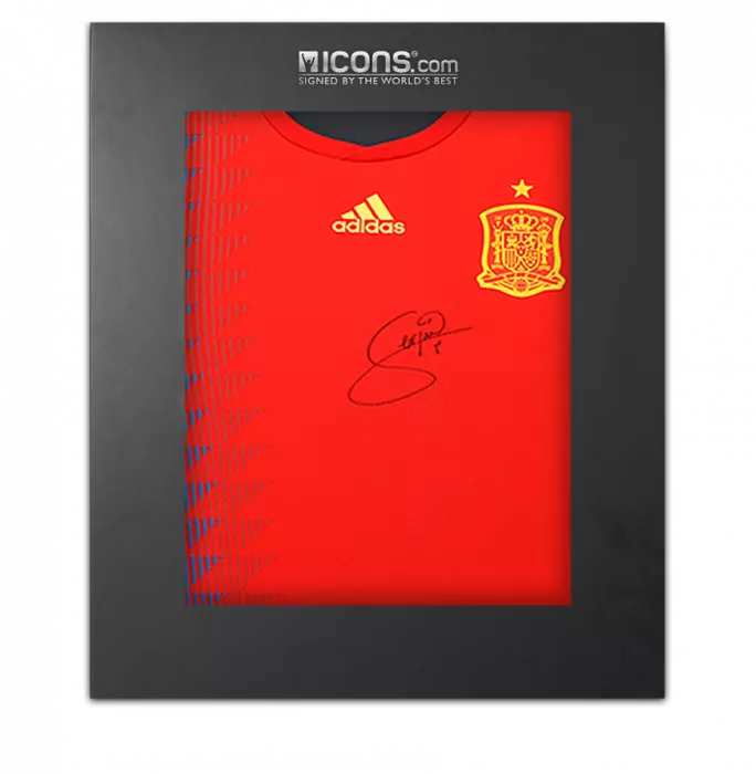 PLAYER ISSUE Sergio Busquets Front Signed Spain 2018 Home Shirt In Deluxe Packaging