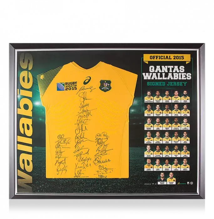 PRE-FRAMED Australia Squad Signed 2015 Rugby World Cup Shirt