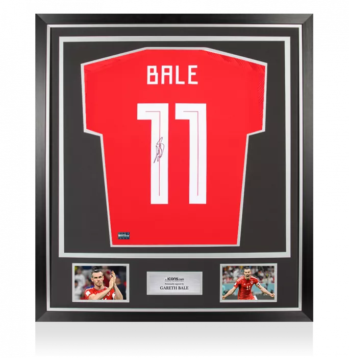 PRE-FRAMED Gareth Bale Back Signed Modern Wales Home Shirt In Classic Frame