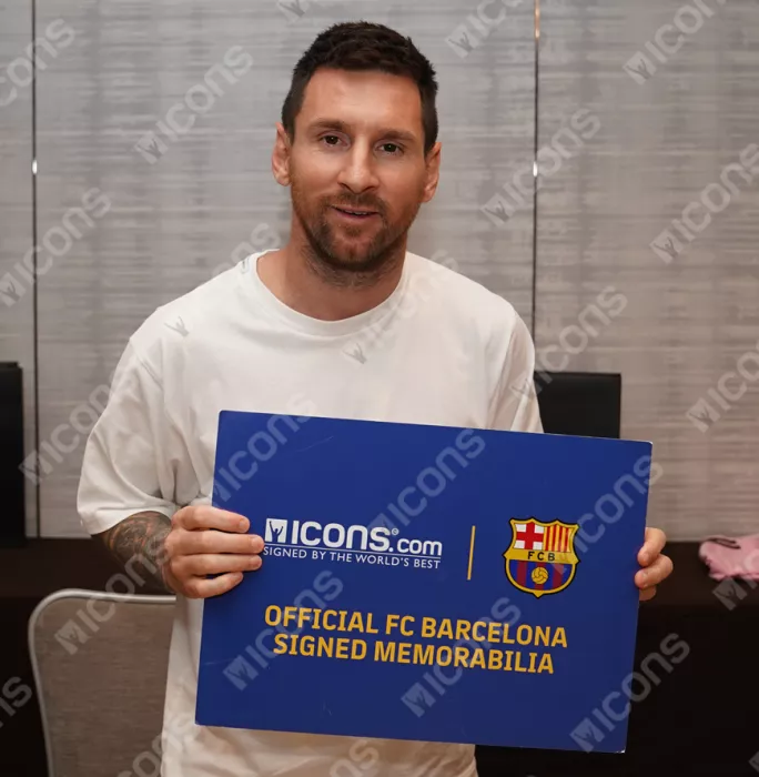 PRE-FRAMED Lionel Messi Official FC Barcelona Signed And Framed Photo: Iconic Clasico Celebration