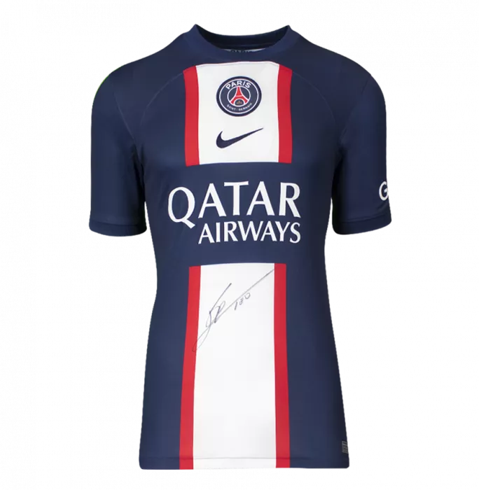 PRE-FRAMED Lionel Messi Official Paris Saint-Germain Front Signed And Framed 2022-23 Home Shirt