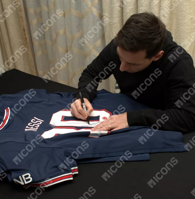 PRE-FRAMED Lionel Messi Official Paris Saint-Germain Back Signed And Framed 2021-22 Home Shirt: UEFA Champions League Edition