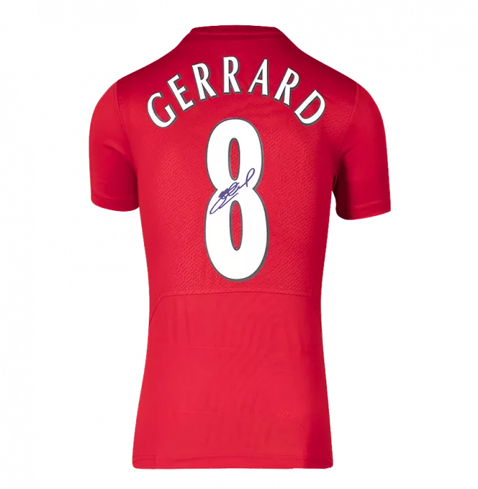 PRE-FRAMED Steven Gerrard Official UEFA Champions League Back Signed And Framed Liverpool 2005 Home Shirt: UEFA Champions League Final Edition