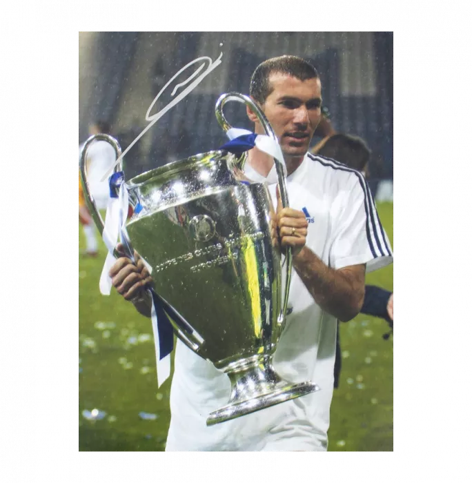 PRE-FRAMED Zinedine Zidane Official UEFA Champions League Signed And Framed Real Madrid Photo: 2002 UEFA Champions League Winner