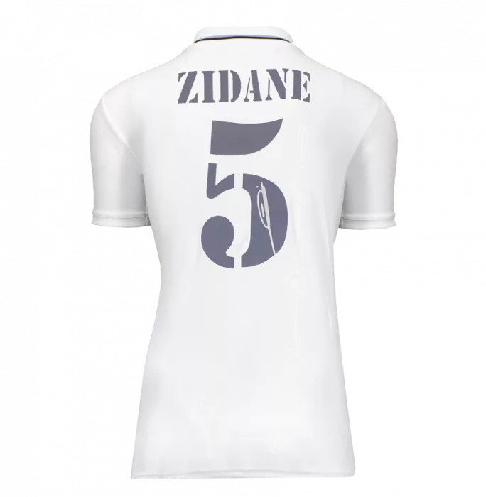PRE-FRAMED Zinedine Zidane Official UEFA Champions League Back Signed And Framed Real Madrid 2022-23 Home Shirt With Fan Style Numbers
