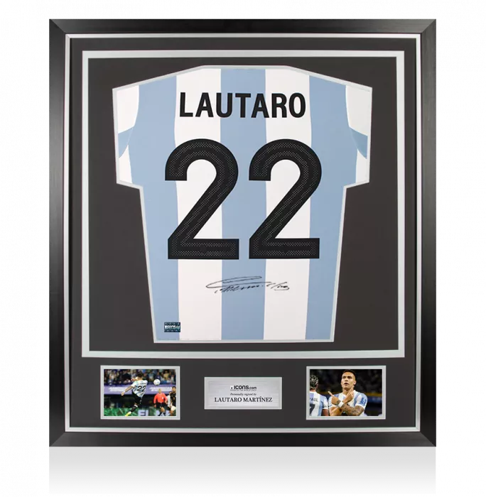 PRE-ORDER Lautaro Martinez Back Signed Argentina 2024-25 Anniversary Home Shirt In Classic Frame