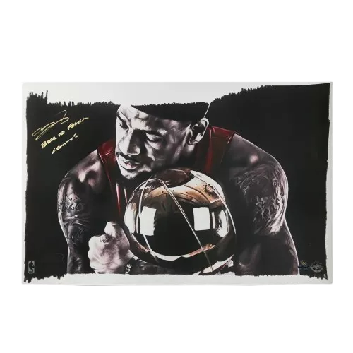 PRE-ORDER LeBron James Signed & Inscribed Illustration: "Back To Back Champs"