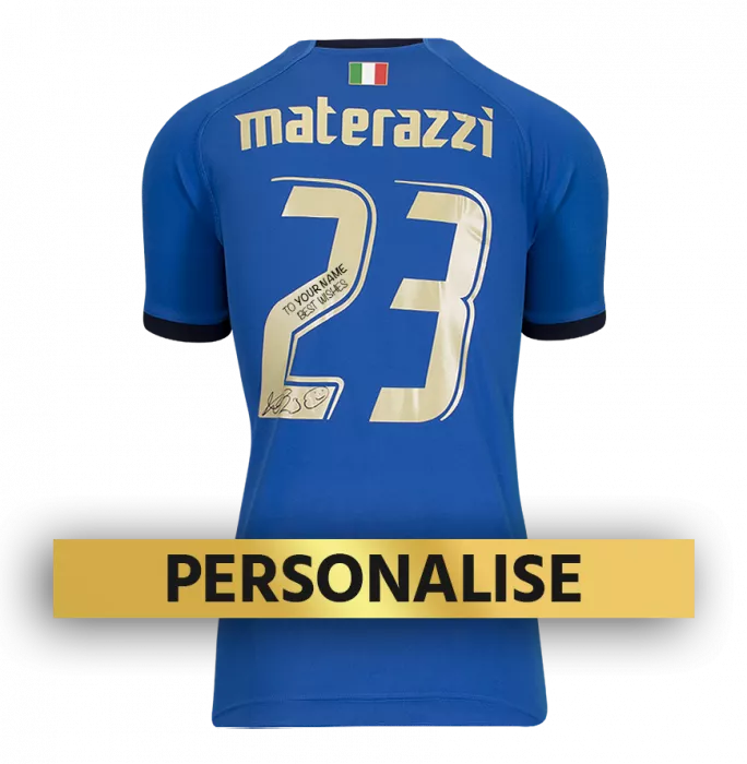 PRE-ORDER Marco Materazzi Signed And Personally Dedicated Italy Home Shirt