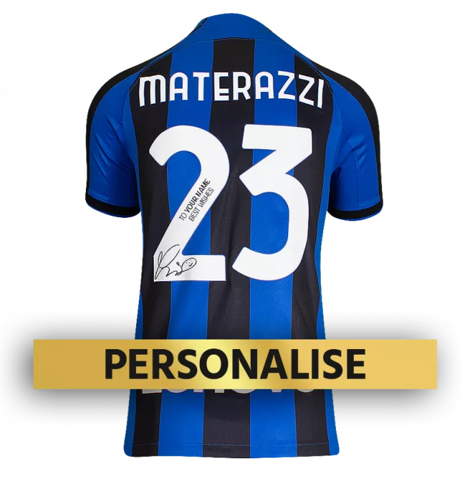 PRE-ORDER Marco Materazzi Signed and Personally Dedicated Internazionale Home Shirt