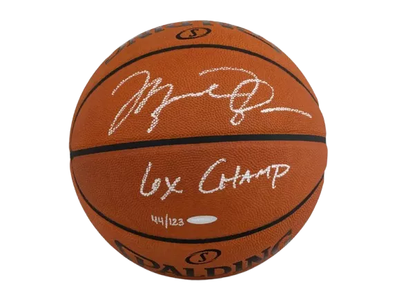 PRE-ORDER Michael Jordan Signed Spalding Basketball: “6x Champ” Inscription