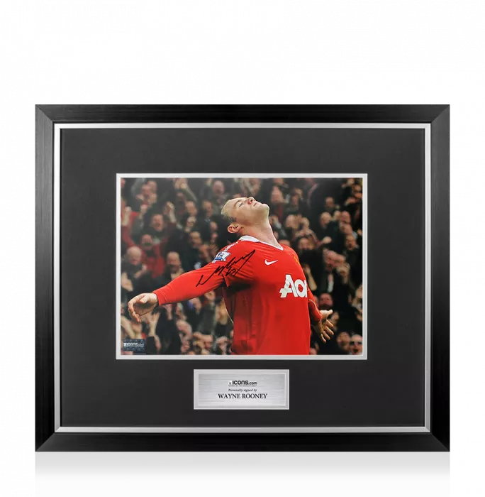 Premium Framed Wayne Rooney Signed Manchester United Photo: Over Head Kick Celebration