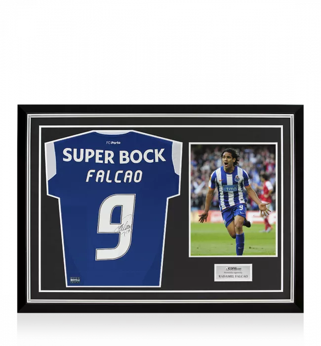 Radamel Falcao Back Signed 2017-18 FC Porto Home Shirt In Hero Frame: Option 1