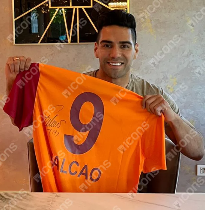 Radamel Falcao Back Signed Galatasaray 2020-21 Home Shirt In Classic Frame